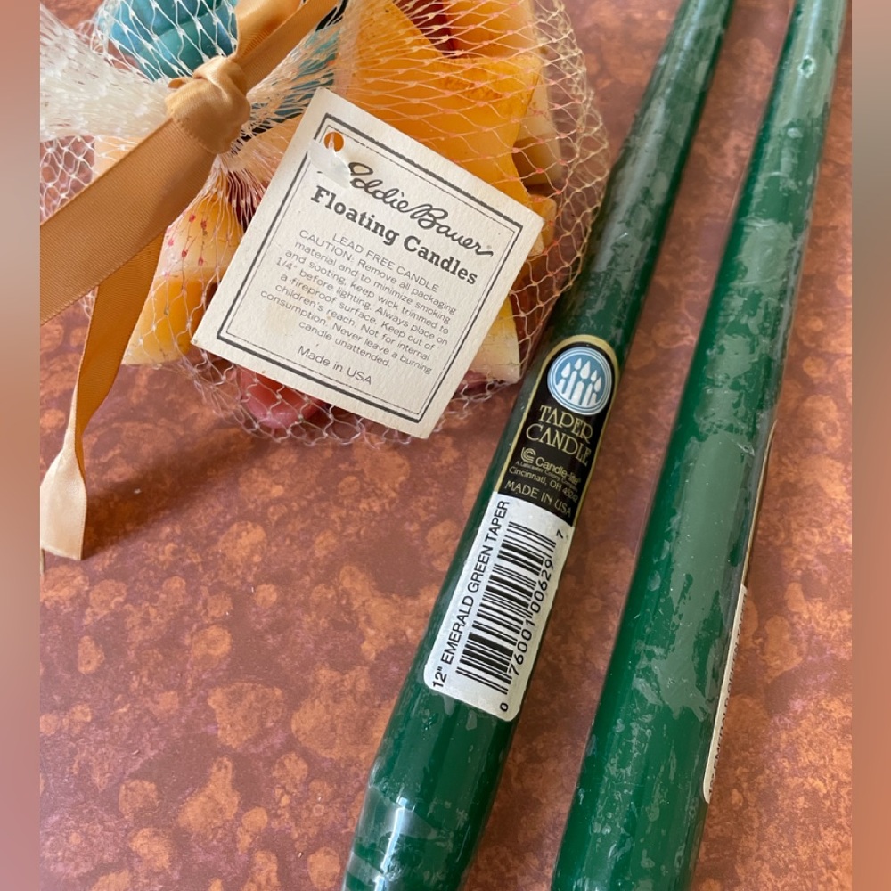 Brand New Holiday Candle Assortment: Eddie Bauer Floating Candles + Tapers